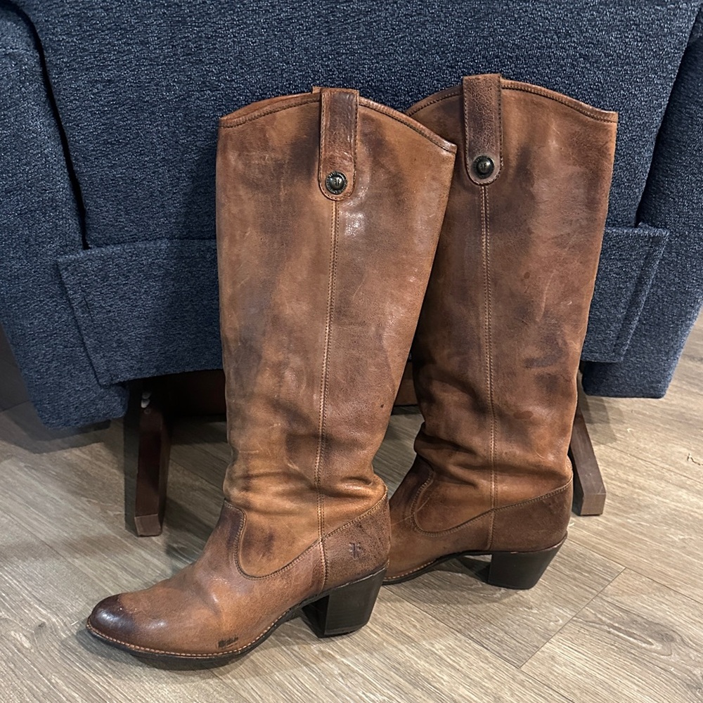 Frye Brown Leather Heeled Boots